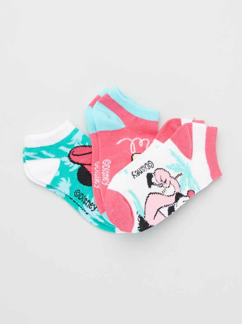 Meias de cano curto 'Minnie' - Lote de 3 Fuxia - Kiabi