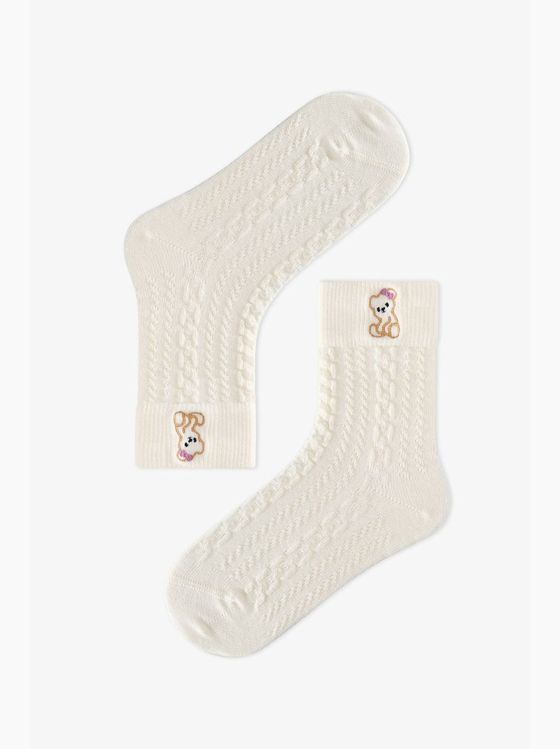 Meias de cano curto par marsmelov cutie bear menina penti Branco sujo - Kiabi