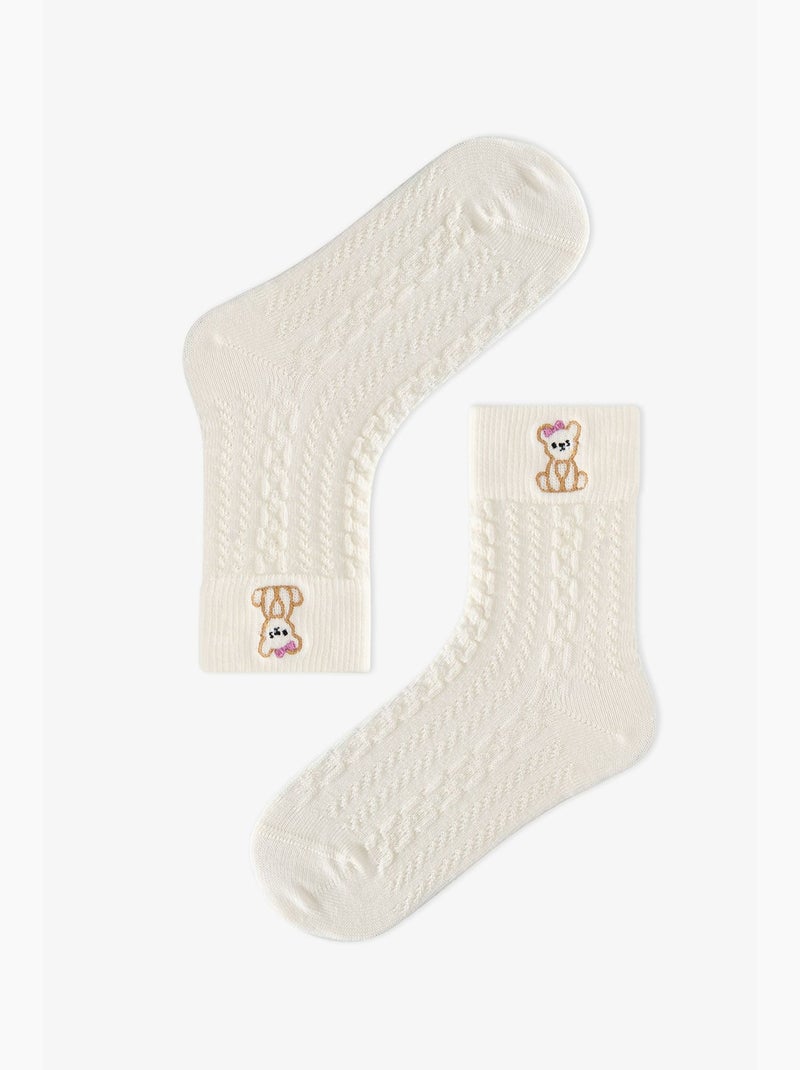 Meias de cano curto par marsmelov cutie bear menina penti Branco sujo - Kiabi