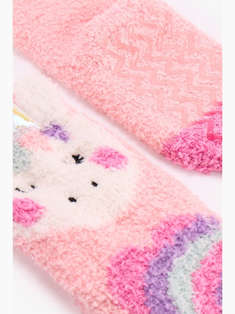 Meias de cano curto unicórnio menina penti Rosa/Branco - Kiabi