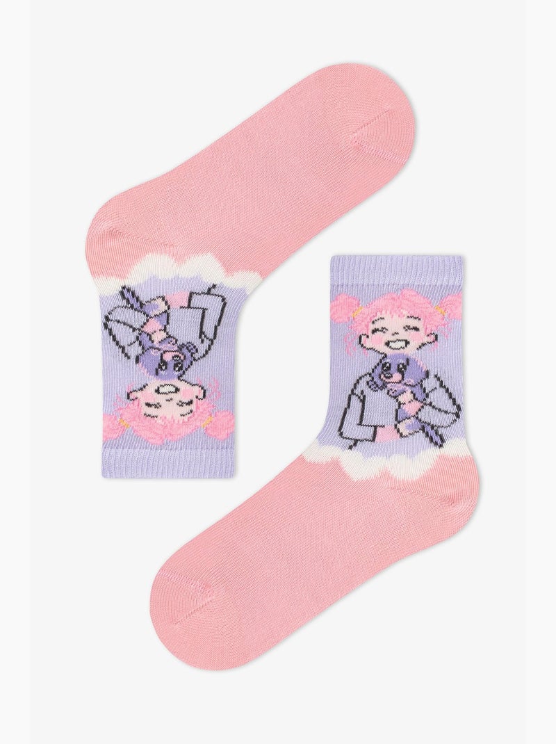 Meias de cano médio estampadas season fun, pack de 2 penti Roxo/Rosa - Kiabi