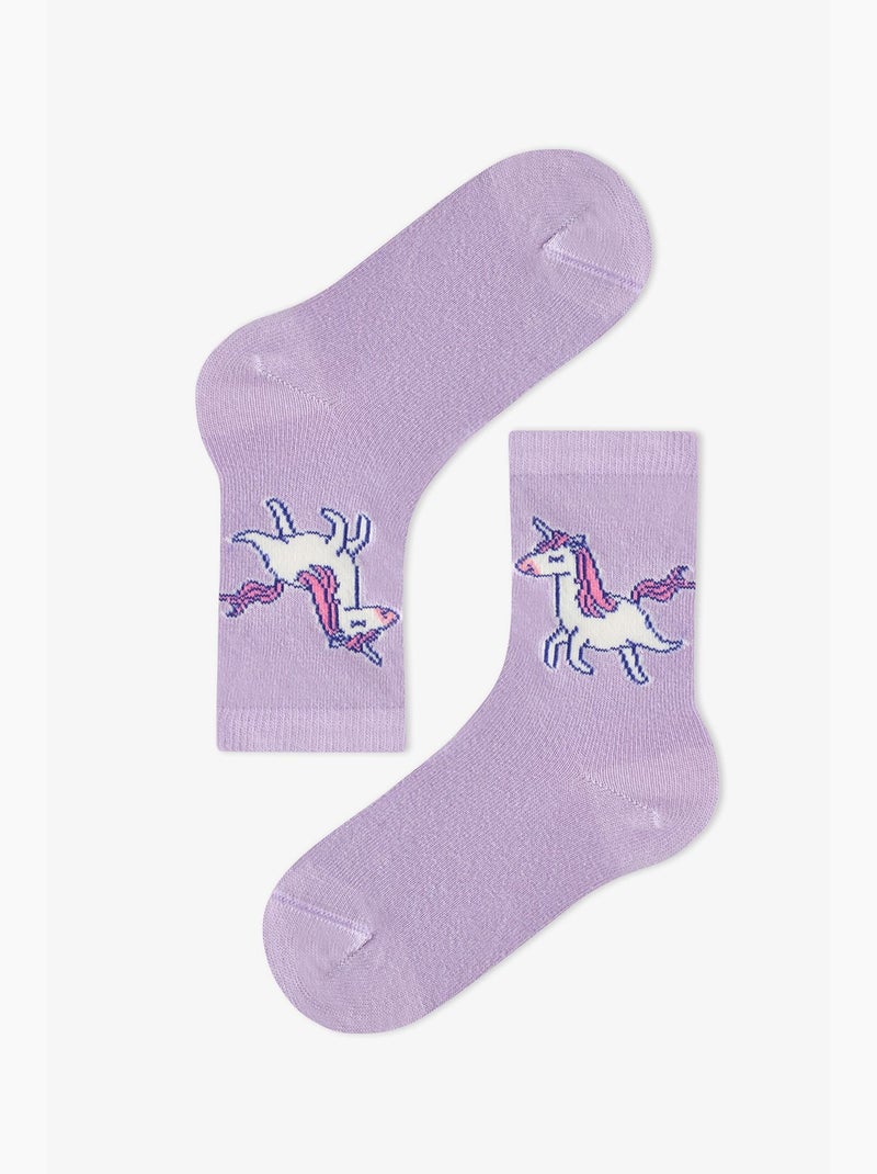 Meias de cano médio menina loving unicorn, par penti Rosa - Kiabi