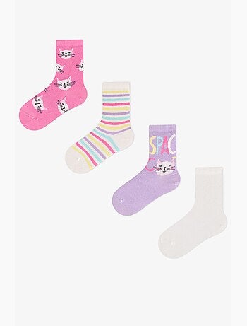 Meias de cano médio menina space cat com motivo de gato, 4 pares penti