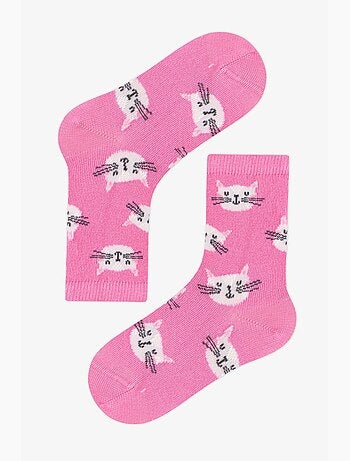 Meias de cano médio menina space cat com motivo de gato, 4 pares penti