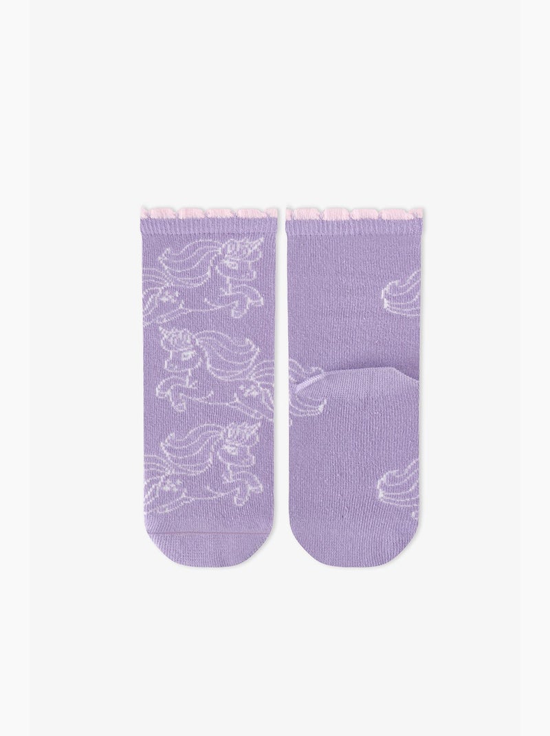 Meias de cano médio menina unicorn fantasy de algodão, 2 pares penti Lavanda - Kiabi