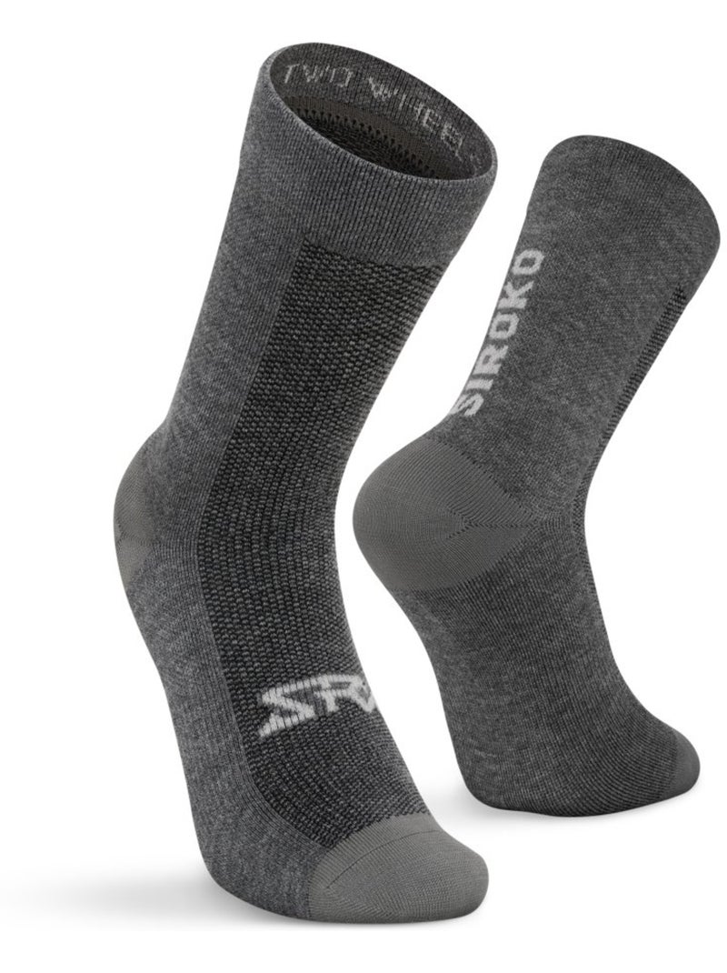 Meias de ciclismo com lã merino Branco Cinza - Kiabi