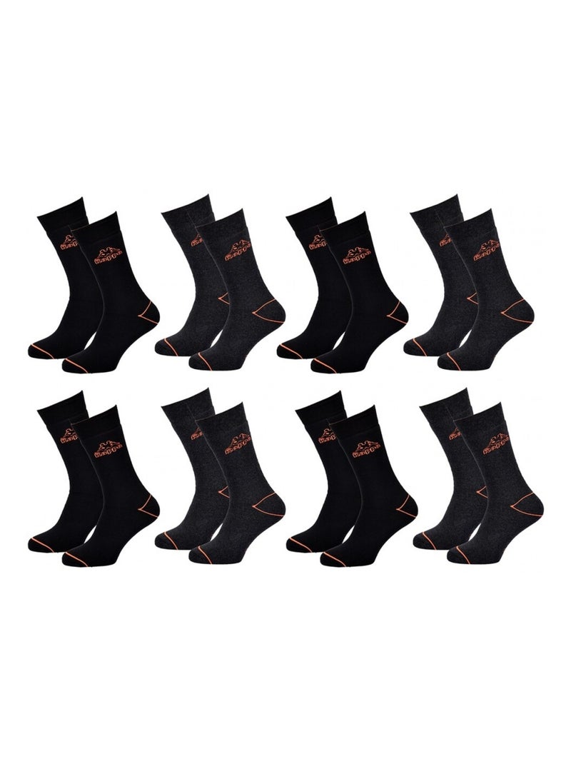 Meias de Cidade Homem KAPPA - Pack de 8 Preto Cinza-antracite - Kiabi