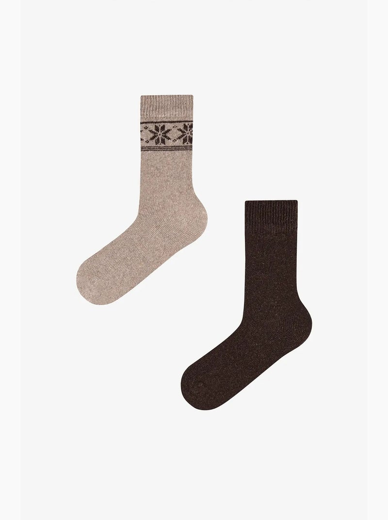 Meias de homem terra classic com padrão losango, par penti Bege natural - Kiabi