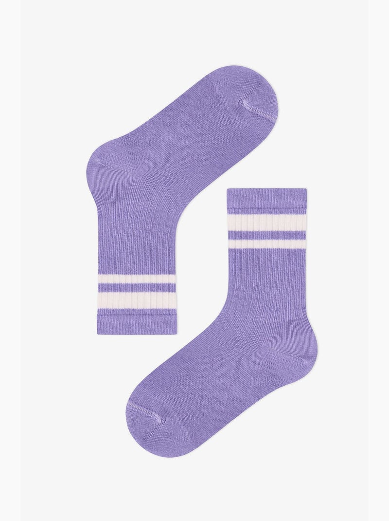 Meias de menina às riscas mist, pack de 2 penti Lavanda - Kiabi