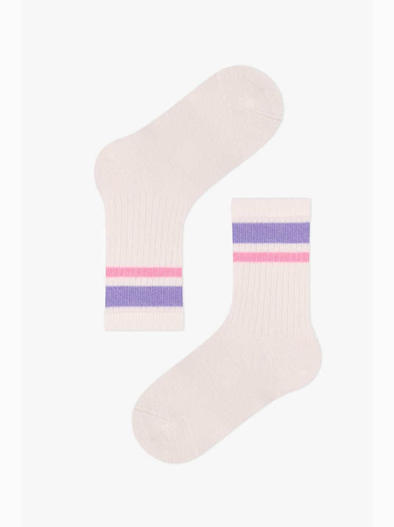 Meias de menina às riscas mist, pack de 2 penti Lavanda - Kiabi