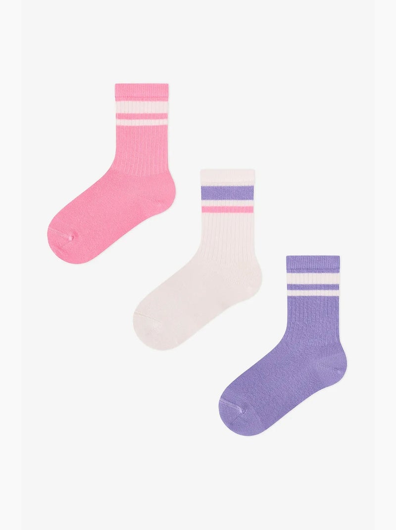 Meias de menina às riscas mist, pack de 2 penti Lavanda - Kiabi