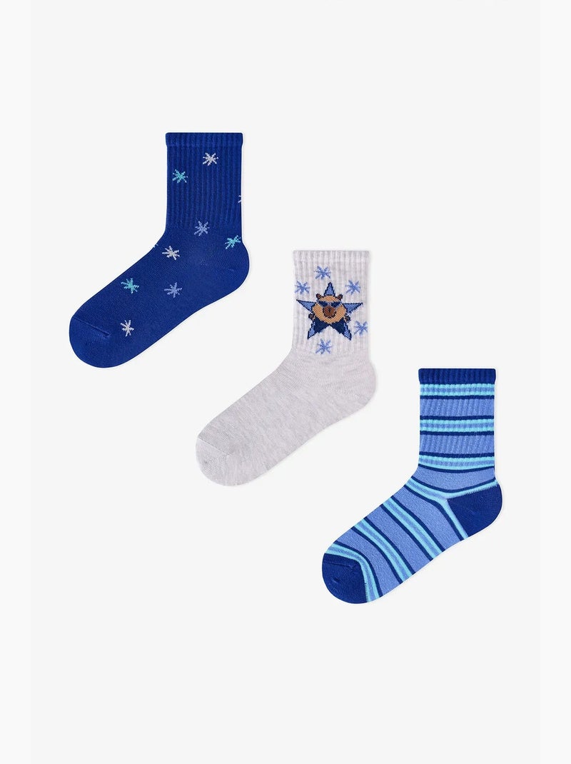 Meias de menino rockstar capy de algodão, pack de 2 penti Azul-marinho - Kiabi