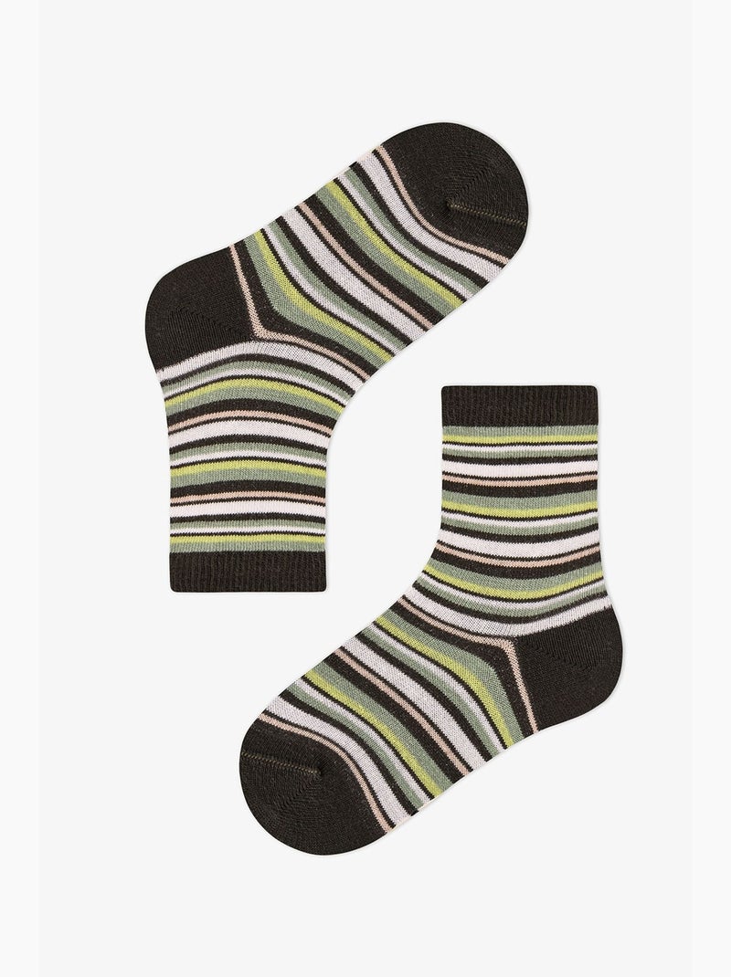 Meias de menino woodland greens às riscas, pack de 2 penti Preto Verde Branco - Kiabi