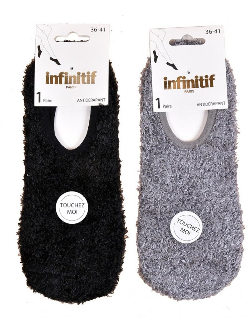 Meias de mulher INFINITIF - Pack de 2 Preto Cinza - Kiabi