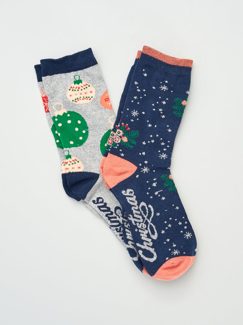 Meias de Natal - Lote de 2 AZUL - Kiabi