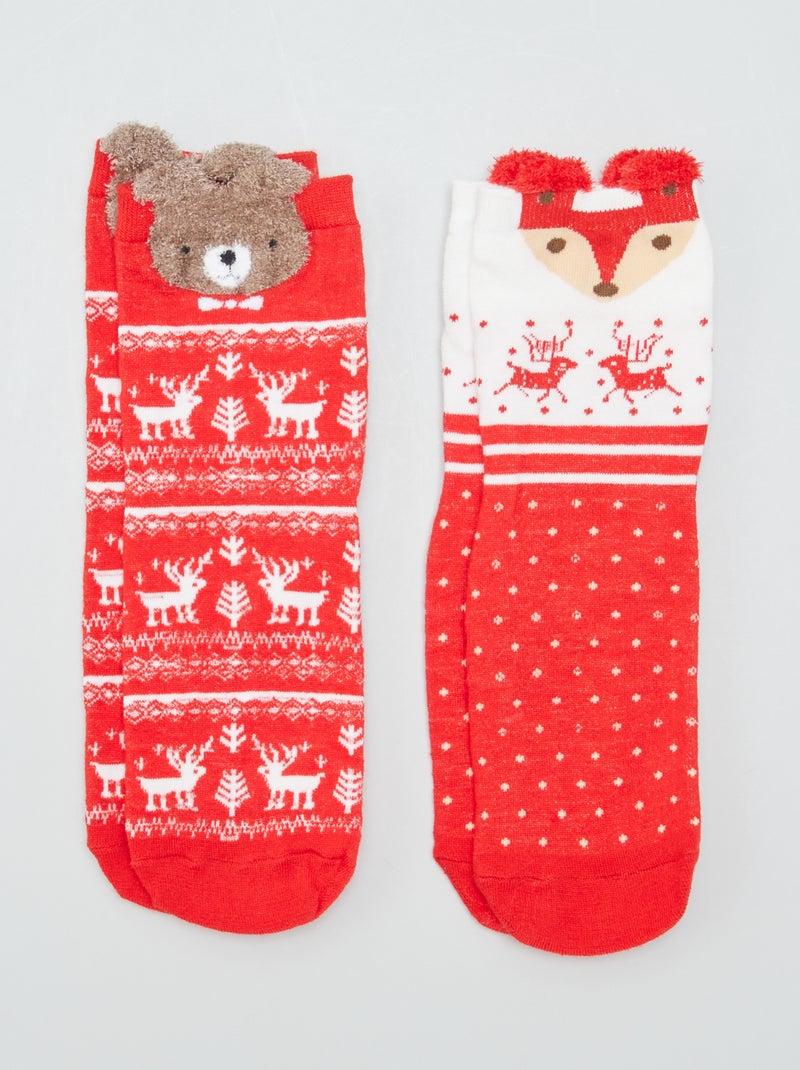 Meias de Natal - Lote de 2 VERMELHO - Kiabi