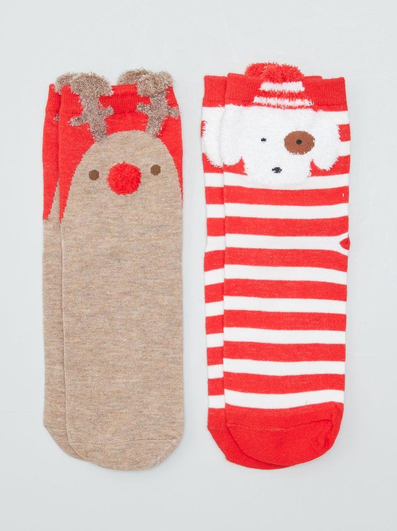 Meias de Natal - Lote de 2 VERMELHO - Kiabi