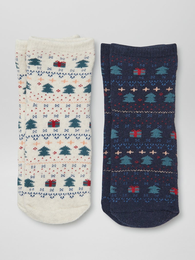 Meias de Natal antiderrapantes - lote de 2 AZUL - Kiabi