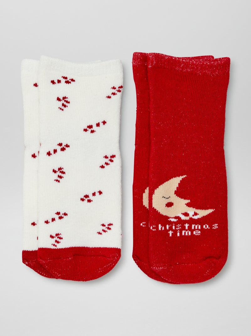 Meias de Natal antiderrapantes - lote de 2 VERMELHO - Kiabi