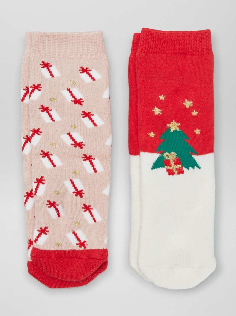 Meias de Natal com estampado 'árvores de Natal' e 'prendas' - Lote de 2 ROXO - Kiabi