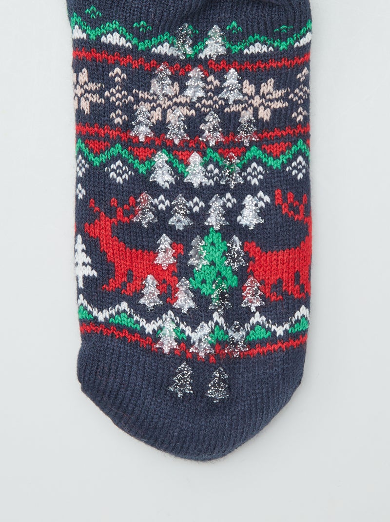 Meias de Natal forradas antiderrapantes AZUL - Kiabi