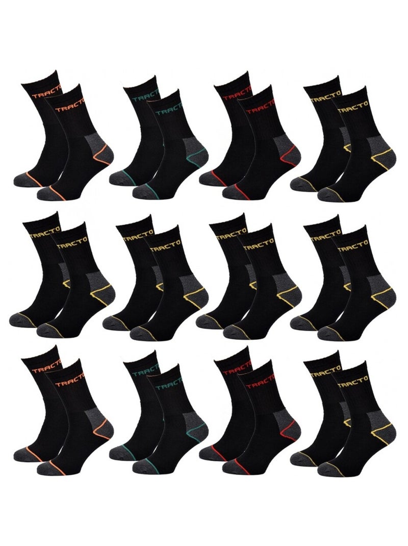 Meias de Trabalho TRACTO Homem Resistência Pro - Pack de 12 Preto - Kiabi