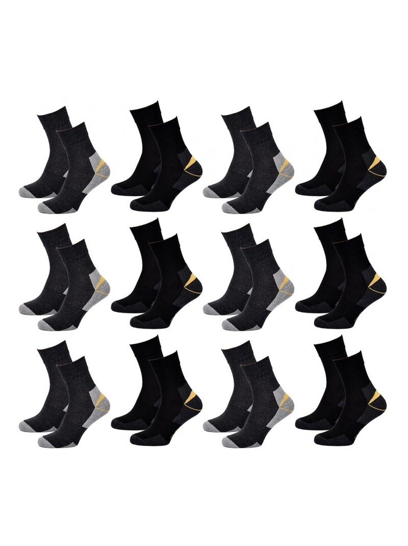 Meias de Trabalho TRACTO Homem Resistência Pro - Pack de 12 Preto Multicolorido Cinza - Kiabi