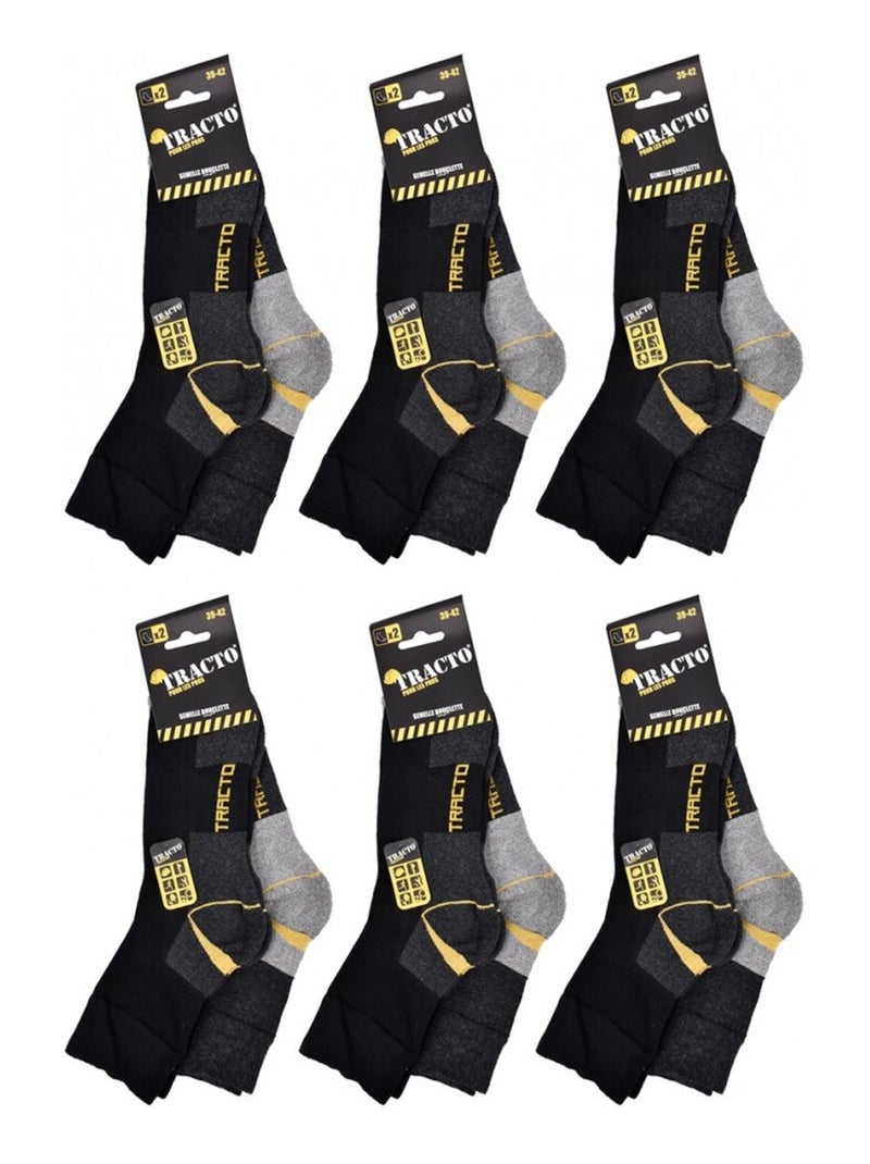 Meias de Trabalho TRACTO Homem Resistência Pro - Pack de 12 Preto Multicolorido Cinza - Kiabi