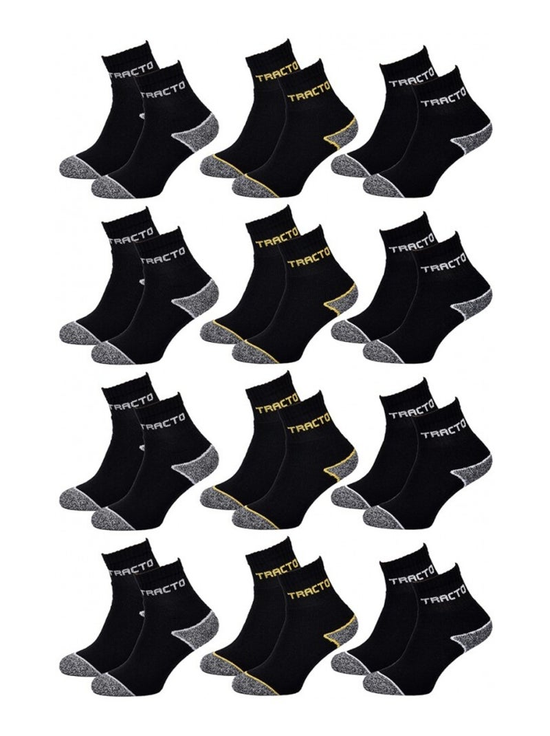Meias de Trabalho TRACTO Homem Resistência Pro - Pack de 12 Preto Preto - Kiabi