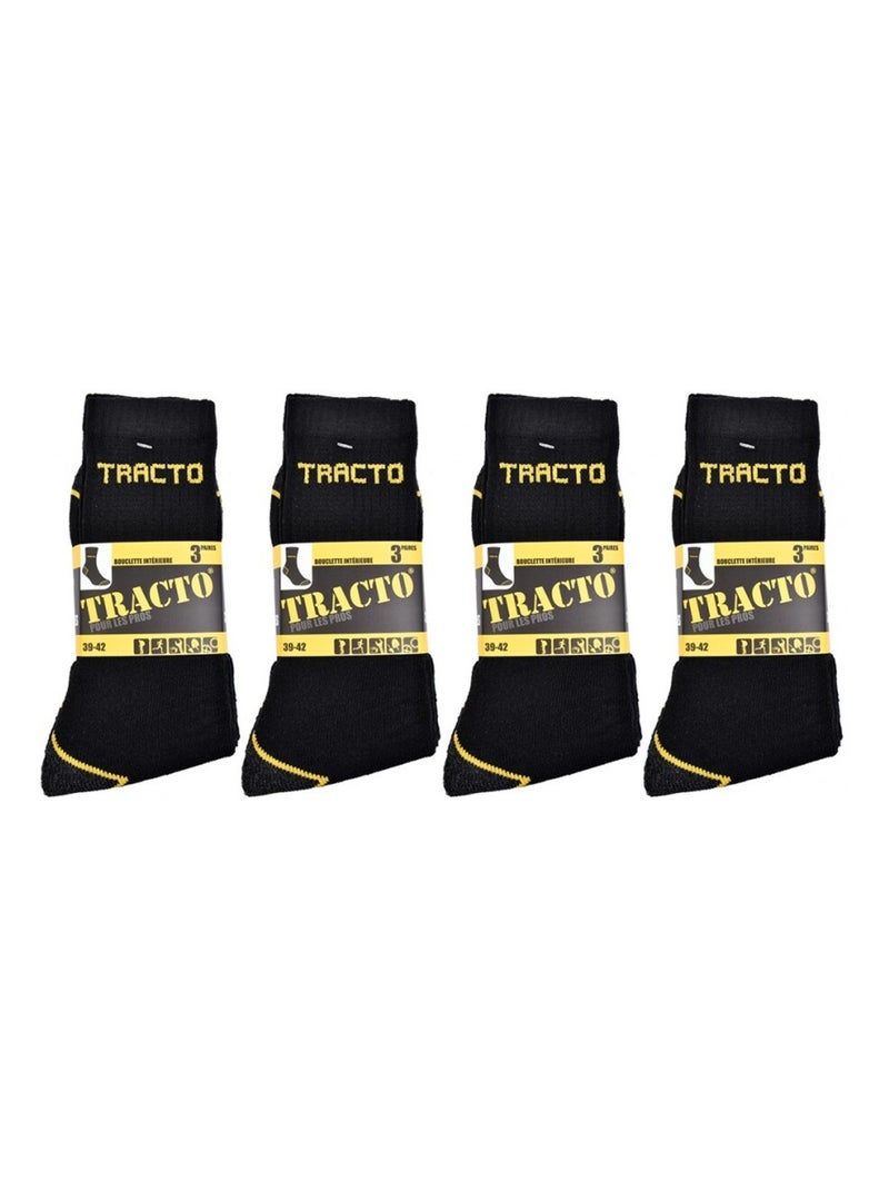 Meias de Trabalho TRACTO Qualidade Pro - Pack de 12 Preto - Kiabi