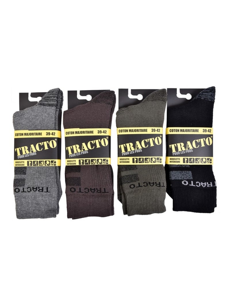 Meias de Trabalho TRACTO Qualidade Pro - Pack de 4 Preto Cinza-antracite Cinza - Kiabi