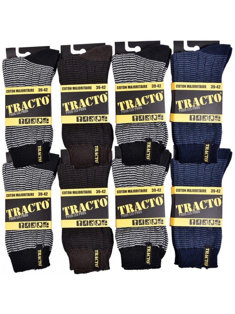 Meias de Trabalho TRACTO Qualidade Pro - Pack de 8 Preto Multicolorido - Kiabi