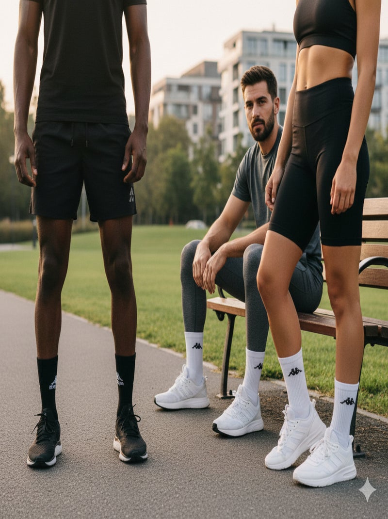 Meias Desportivas KAPPA CREW - Pack de 9 Pares Preto Branco - Kiabi