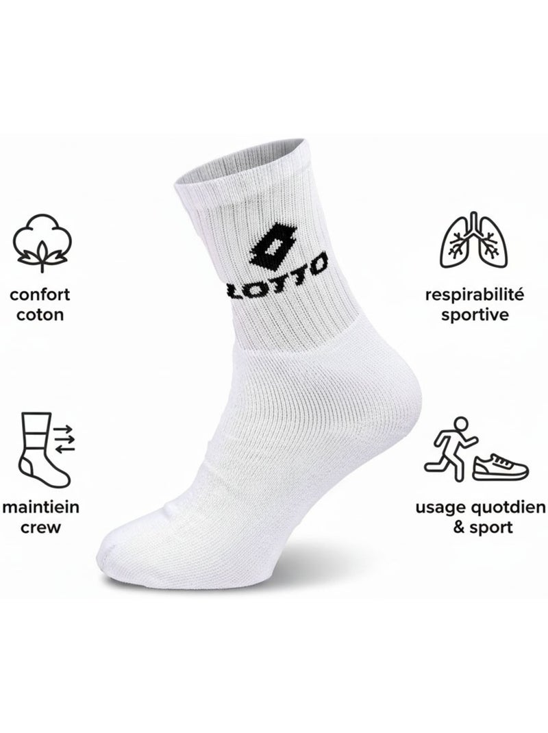 Meias desportivas lotto crew - pack de 6 pares Branco - Kiabi