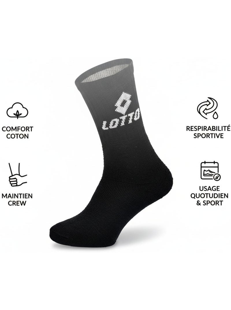 Meias Desporto LOTTO CREW - Pack de 3 Pares Preto - Kiabi