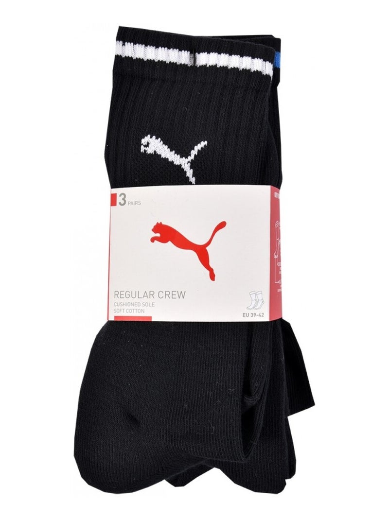 Meias Desporto PUMA Tennis CREW STRIPE - Pack de 3 Preto - Kiabi