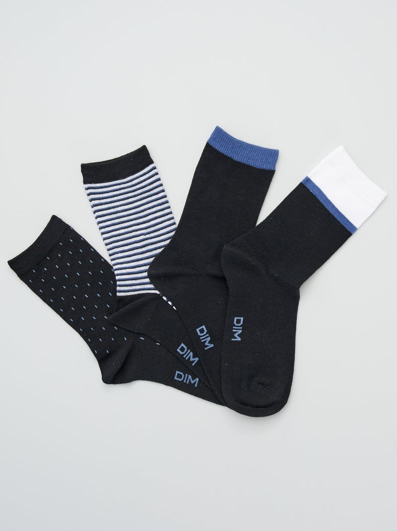 Meias 'DIM' lote 4 pares PRETO - Kiabi