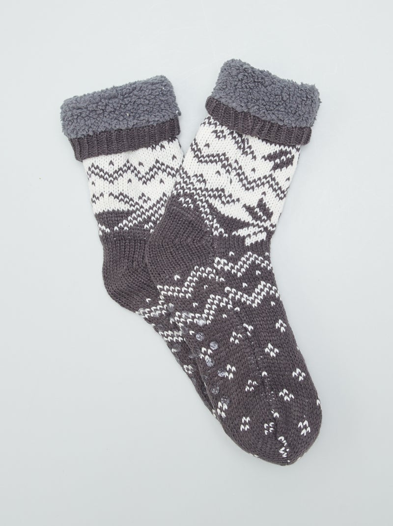 Meias forradas com estampado jacquard CINZA - Kiabi