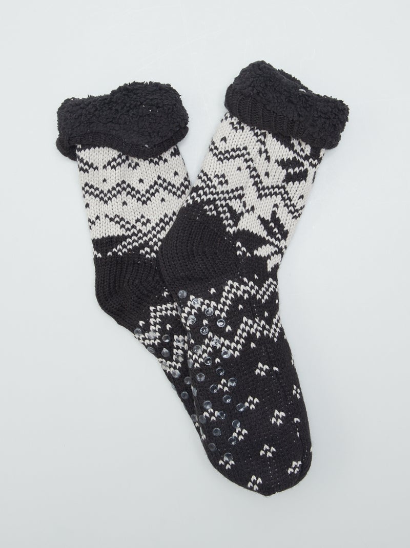 Meias forradas com estampado jacquard PRETO - Kiabi