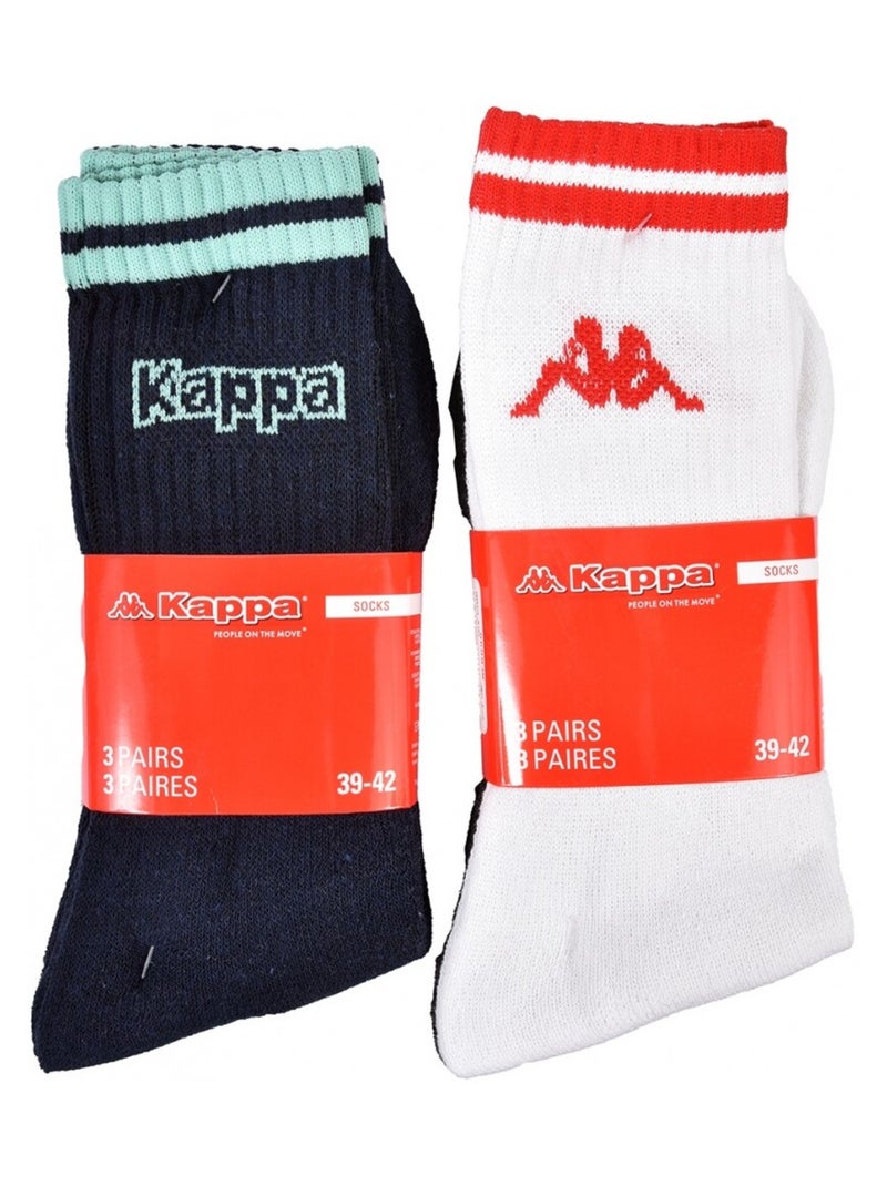 Meias Homem CREW KAPPA - Pack de 6 Branco Multicolor Cinza - Kiabi