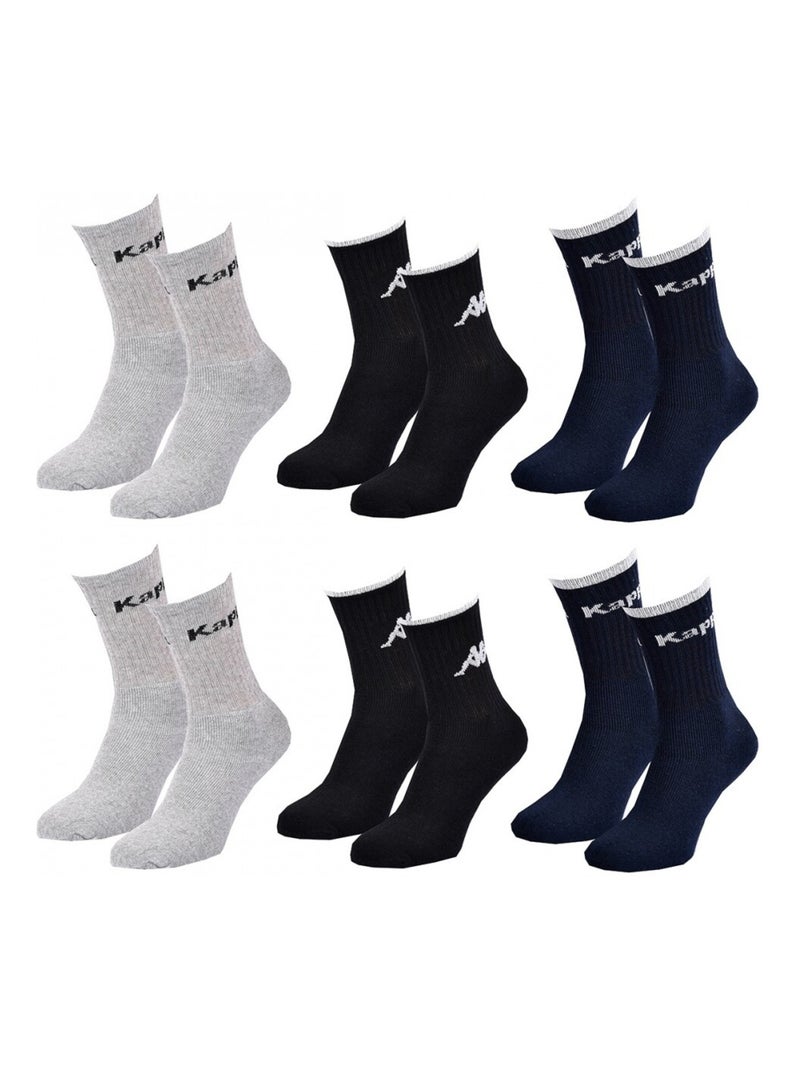 Meias Homem CREW KAPPA - Pack de 6 Cinza-preto azul - Kiabi