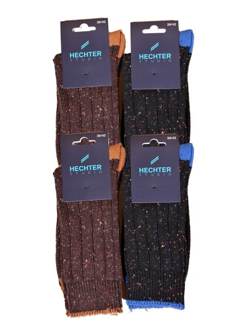 Meias Homem HECHTER Studio - Pack de 4 Azul Marrom - Kiabi