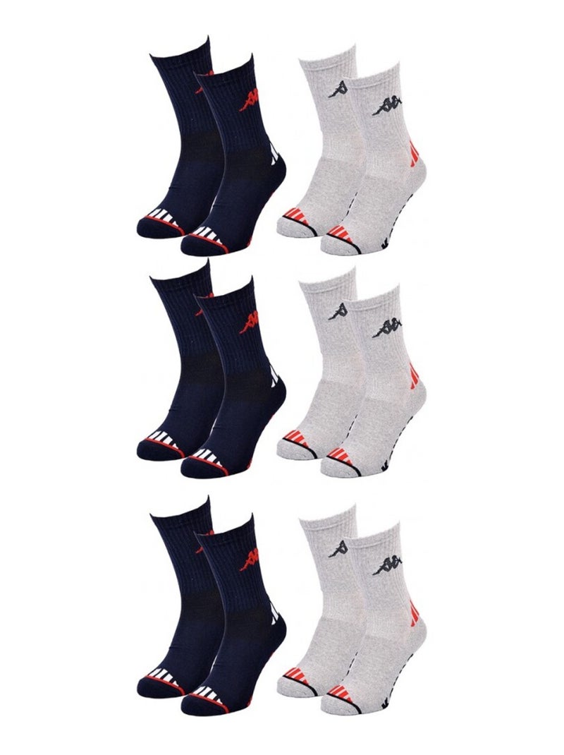 Meias Homem KAPPA CREW SPORT - Pack de 6 Azul-cinza - Kiabi