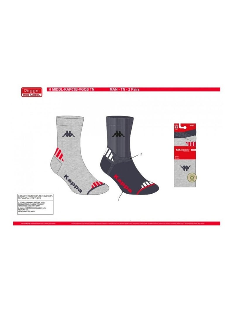 Meias Homem KAPPA CREW SPORT - Pack de 6 Azul-cinza - Kiabi