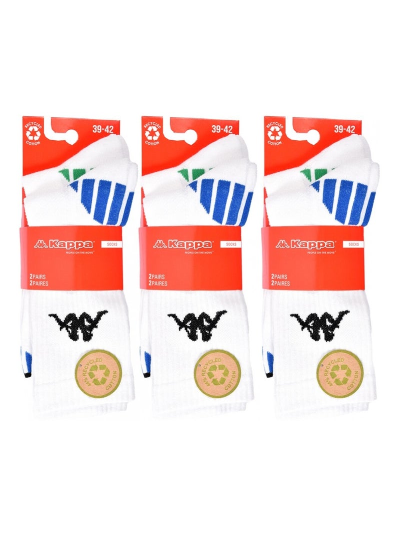 Meias Homem KAPPA CREW SPORT - Pack de 6 Branco - Kiabi