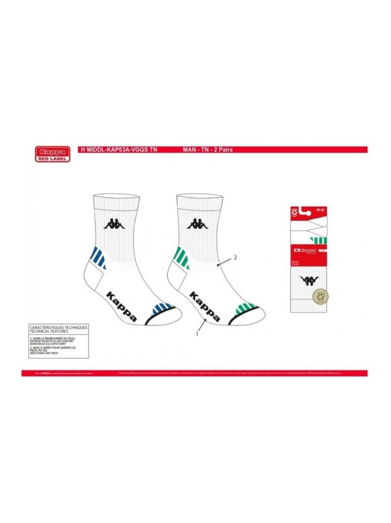 Meias Homem KAPPA CREW SPORT - Pack de 6 Branco - Kiabi