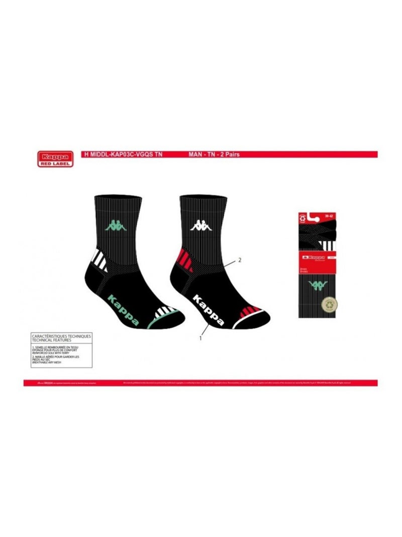 Meias Homem KAPPA CREW SPORT - Pack de 6 Preto - Kiabi