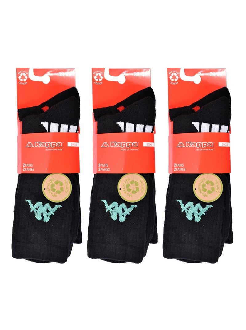 Meias Homem KAPPA CREW SPORT - Pack de 6 Preto - Kiabi