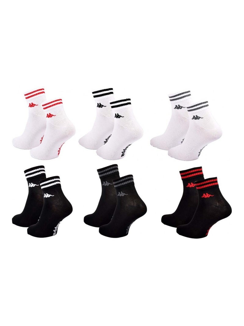 Meias Homem KAPPA QUARTER Pack de 6 Preto Multicolorido Branco - Kiabi