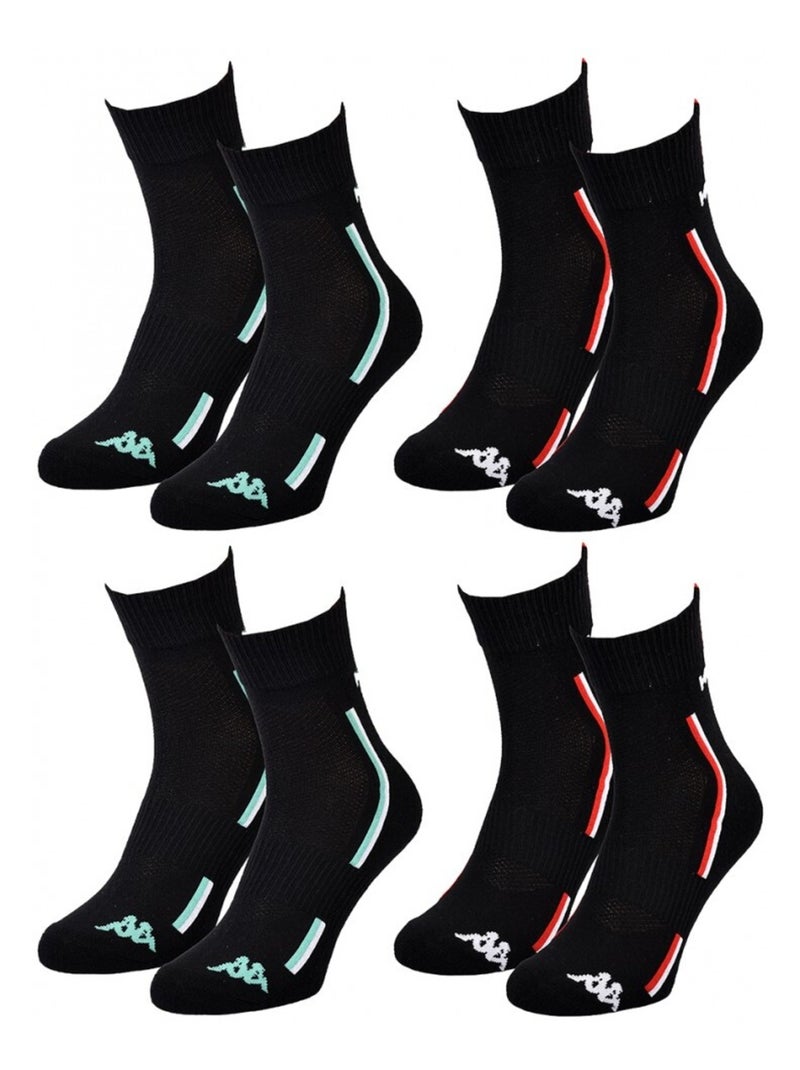 Meias Homem KAPPA QUARTER SPORT - Pack de 4 Preto - Kiabi